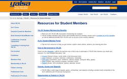 Screenshot of YALSA's new section for student members.